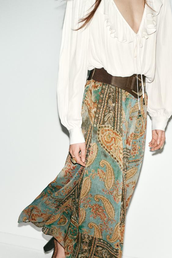 SATIN BLOUSE WITH RUFFLES AND SHOULDER PADS | Zara UK