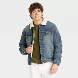 Men's Sherpa Lined Denim Trucker Jacket - Goodfellow & Co™ | Target