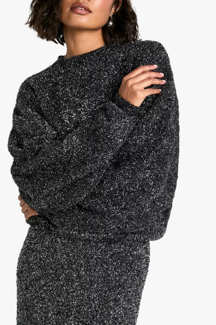Tall Tinsel Knit Jumper And Maxi Skirt Co Ord | Boohoo.com (UK & IE)