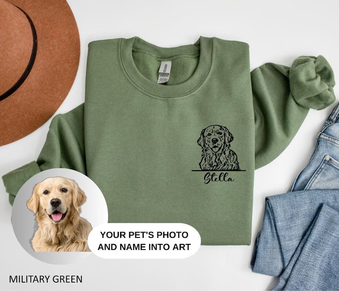 Custom Pet Portrait Hoodie, Hoodie With Pet Photo and Name, Custom Pet Hoodie, Custom Cat Shirt U... | Etsy (US)