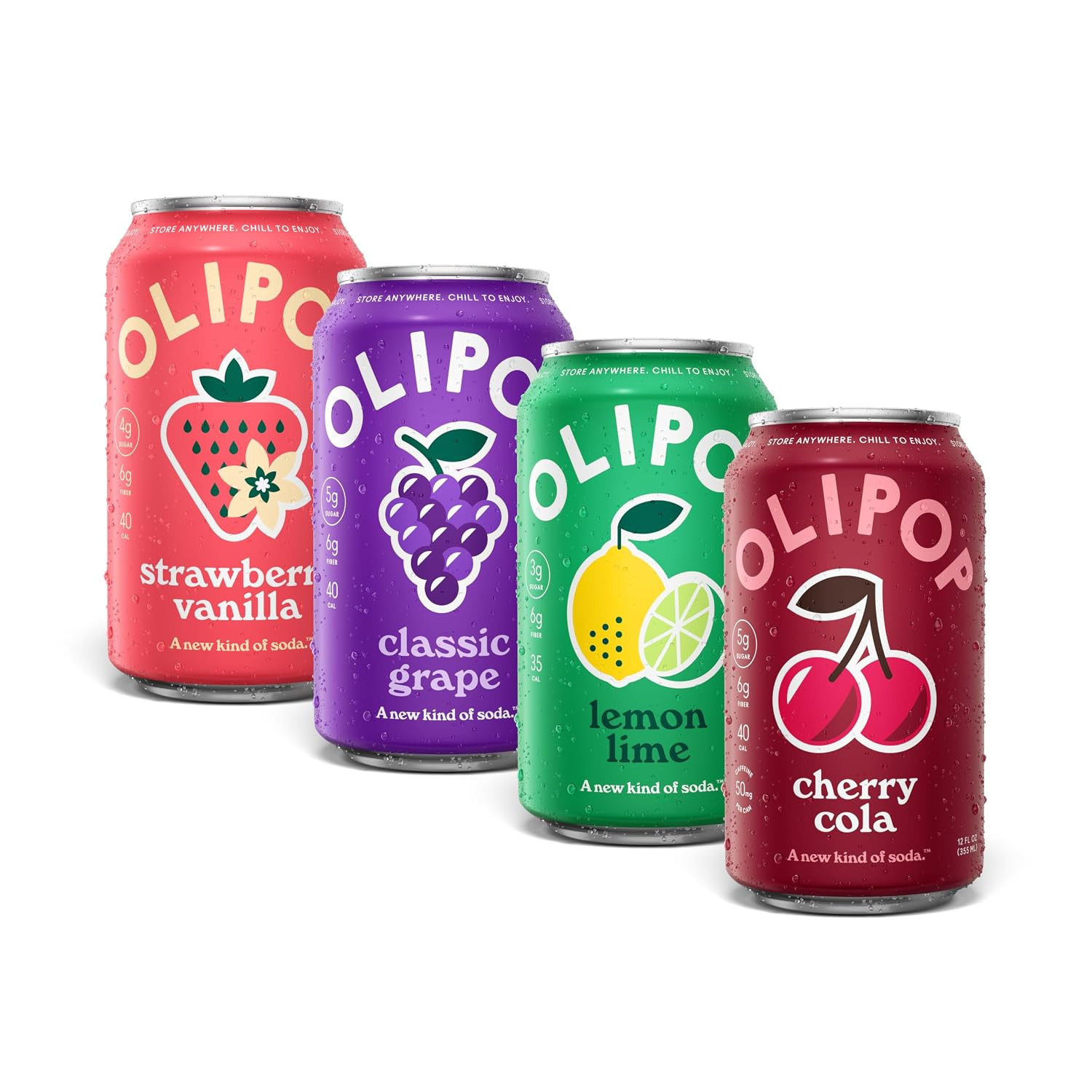 OLIPOP 6g Fiber Prebiotic Soda, Fruity Fun Variety, 12 fl oz, 12 Pack | Amazon (US)