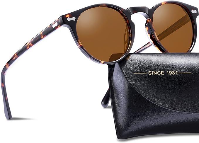 CARFIA Vintage Round Polarized Sunglasses for Women Small Face Acetate Frame UV400 Protection CA5... | Amazon (US)