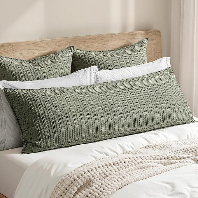 100% Cotton Waffle Weave Body Pillowcase, 1 Pack 20x54 Decorative Body Pillow Cover for Bed Couch... | Amazon (US)