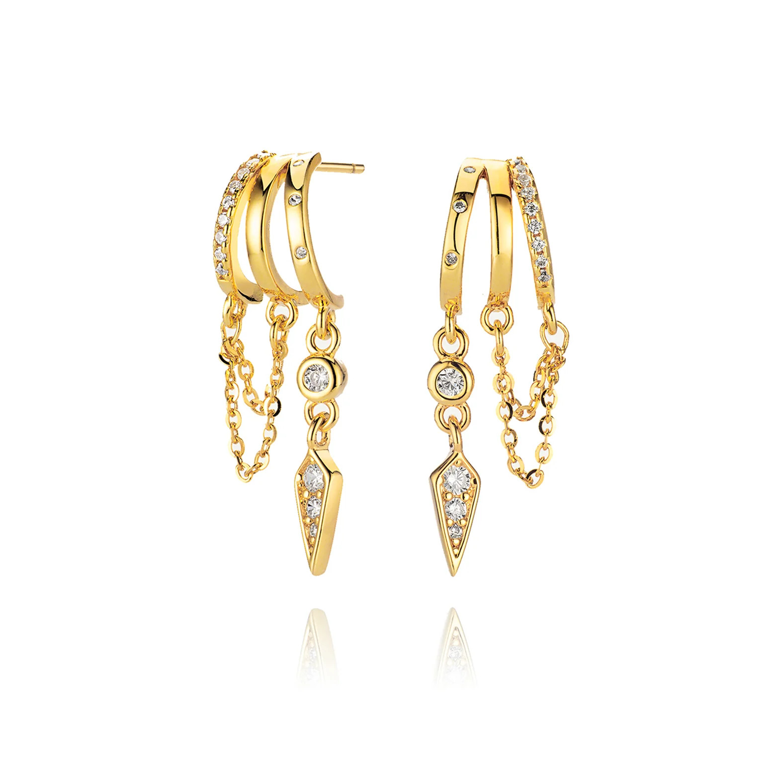 Palma Solid Gold Illusion | Moissanite Spike Earrings | Aaria London