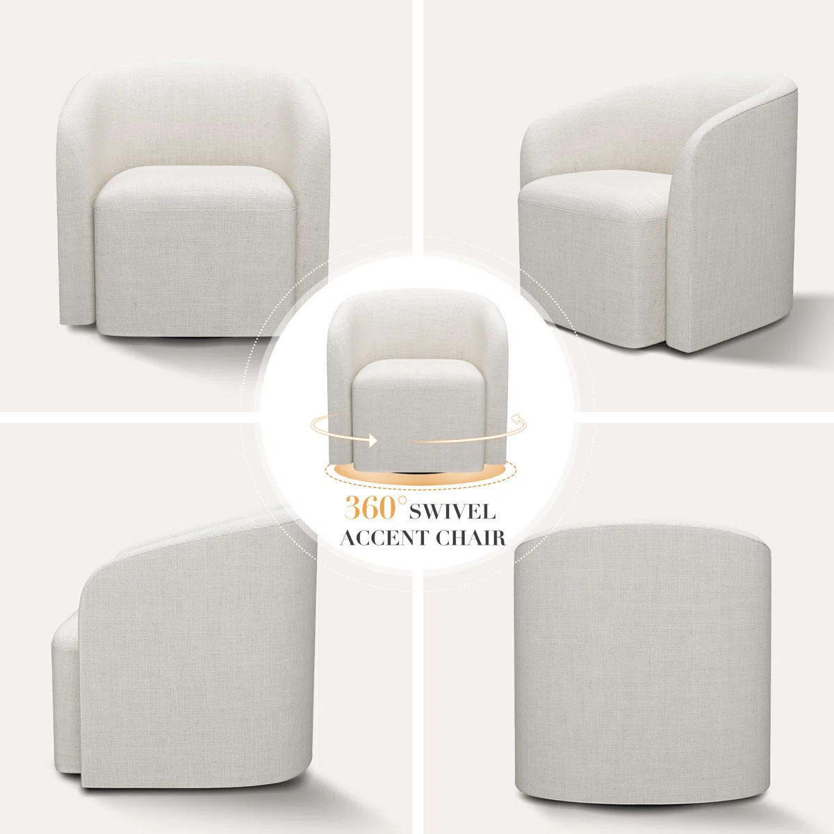29" Wide Upholstered Swivel Barrel Chair - 360° Rotation, No Assembly Required | Wayfair North America