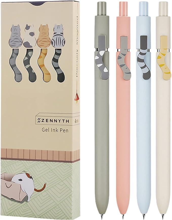 Cat Pens, 4 Pcs 0.5mm Cute Kawaii Black Ink Pens Fine Point Smooth Writing Pen, High-End Series C... | Amazon (US)