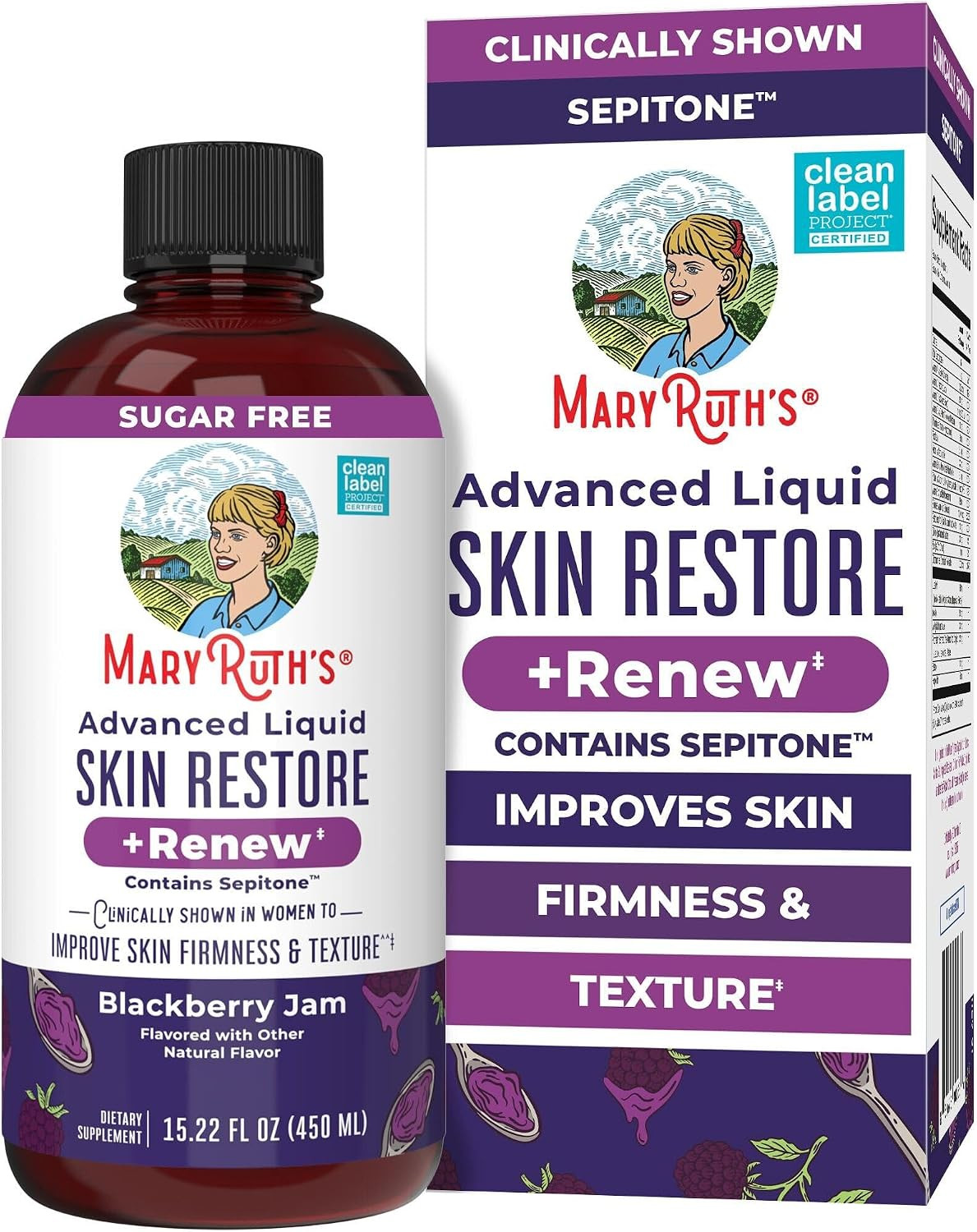 MaryRuth's Liquid Skin Restore + Renew | Clinically Shown in Women to Reduce Fine Wrinkles & Improve Firmness | With Hyaluronic Acid & Vitamin C | With Glycine, Proline, & Hydroxyproline | 15.22 fl oz | Amazon (US)
