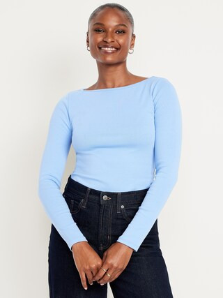 Snug Long-Sleeve Boat-Neck T-Shirt | Old Navy (US)