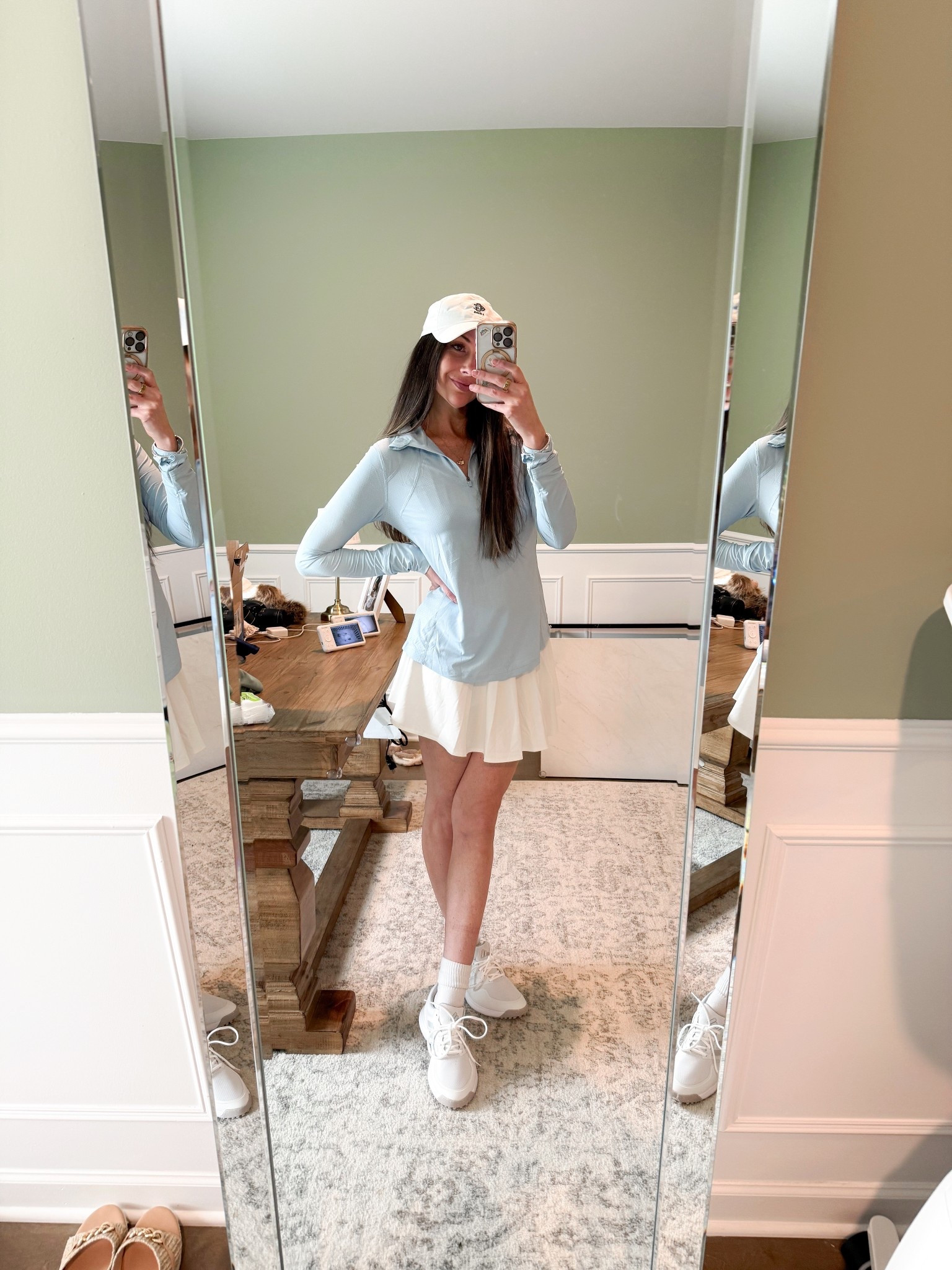 Golf outfit ⛳️ Wearing size small in the pullover and pleated skirt 

