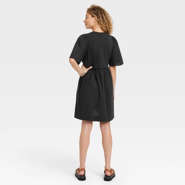 Women's Flutter Short Sleeve Knit Woven Dress - A New Day™ | Target