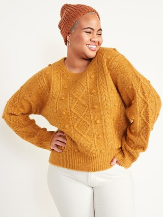 Speckled Cable-Knit Popcorn Sweater for Women | Old Navy (CA)