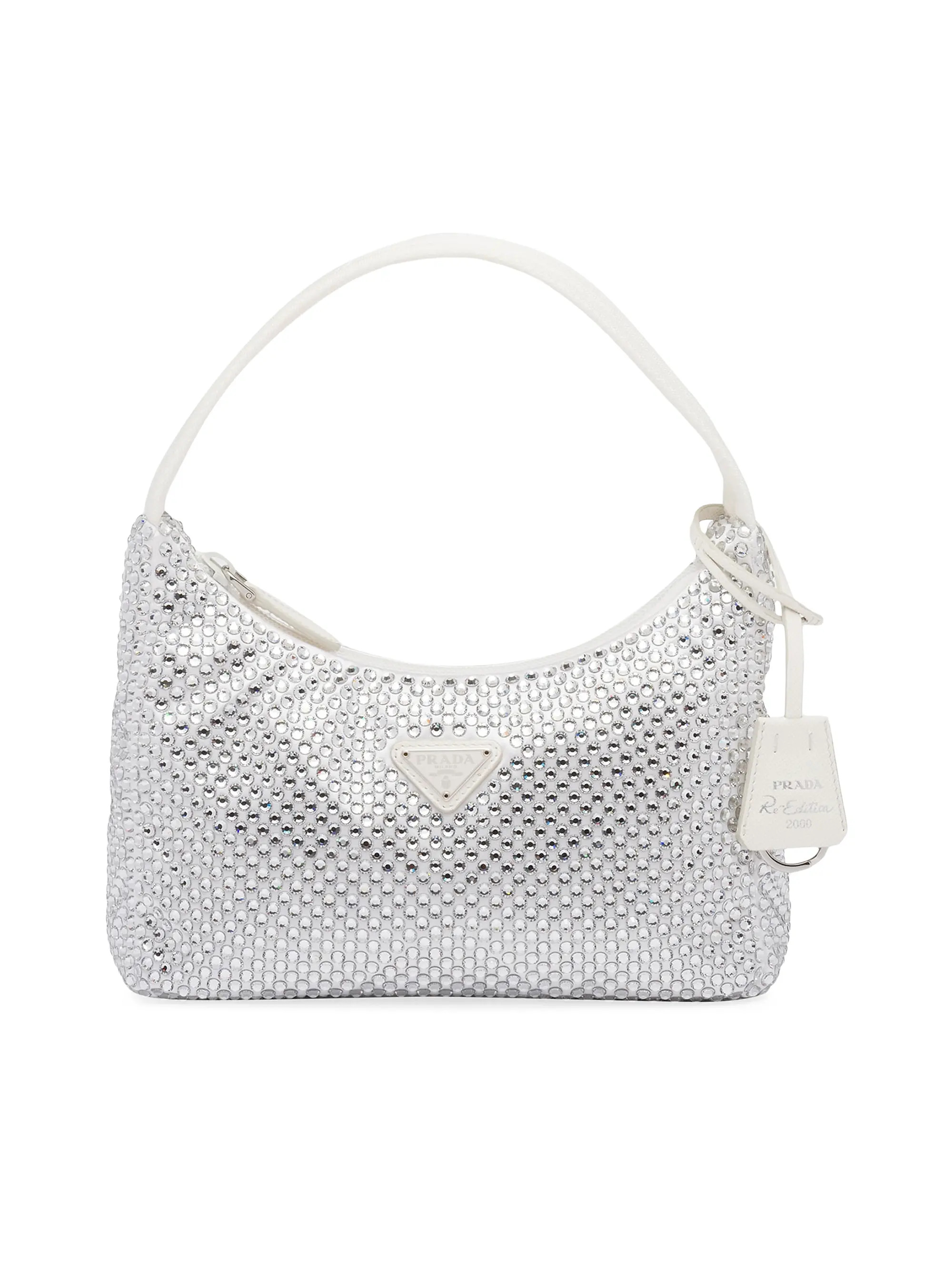 Prada Re-Edition Mini Satin Shoulder Bag with Crystals | Saks Fifth Avenue | Saks Fifth Avenue