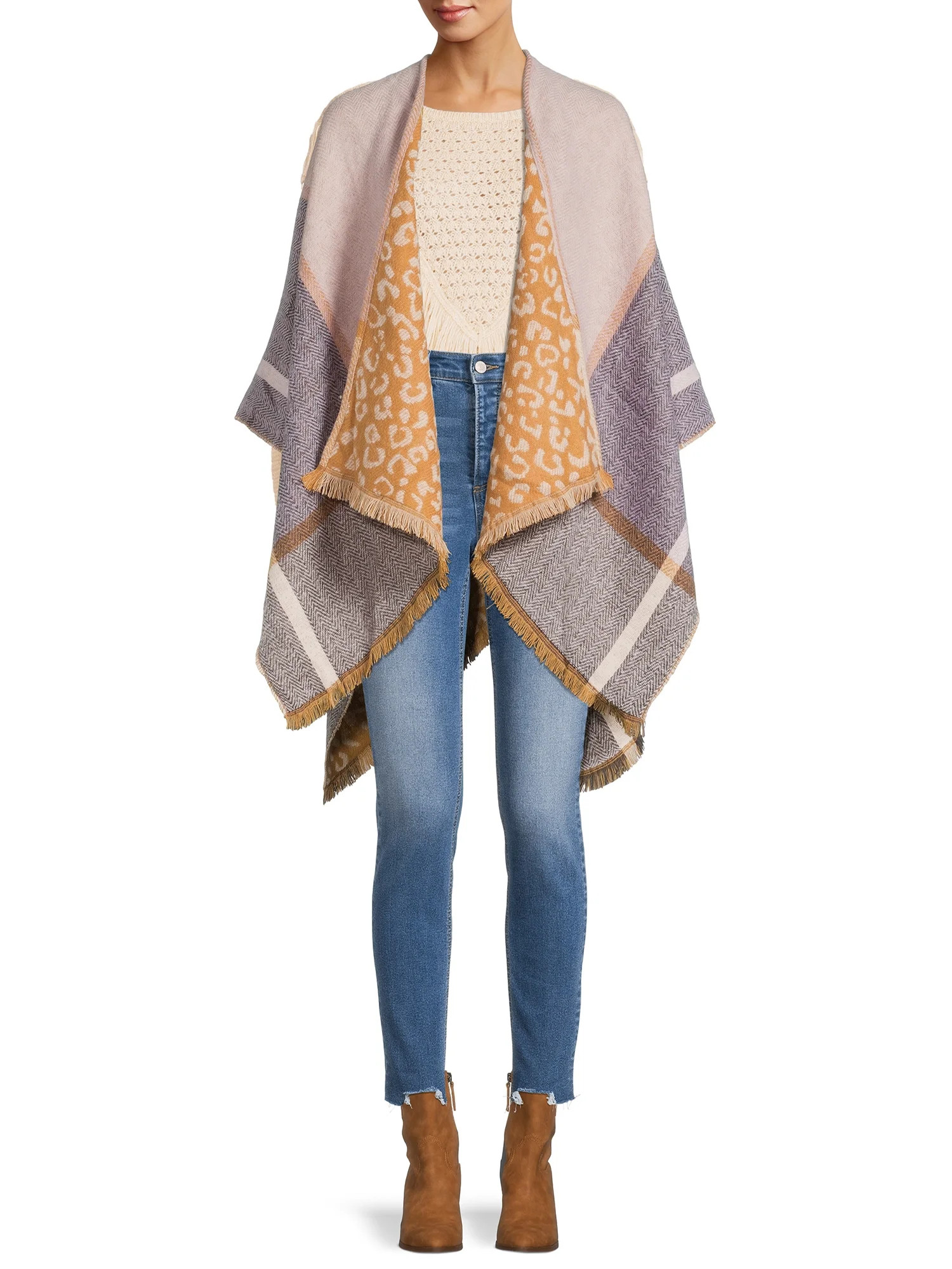 Scoop Women's Reversible Poncho Scarf - Walmart.com | Walmart (US)