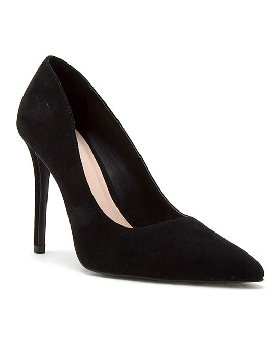 Qupid Women's Pumps BLACK - Black Show Pointed Toe Pump - Women | Zulily