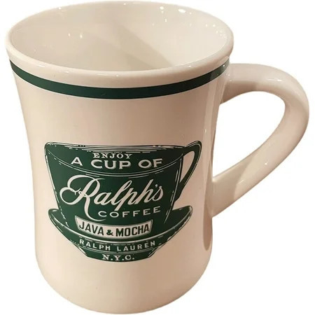 RALPH'S COFFEE FINE PORCELAIN COFFEE CUP MUG WHITE W/GREEN | Walmart (US)