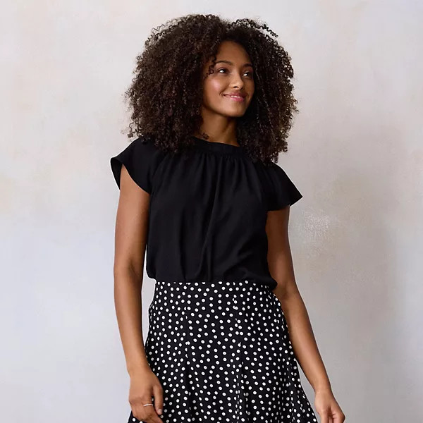 Women's LC Lauren Conrad V-Neck Flutter Sleeve Top | Kohl's