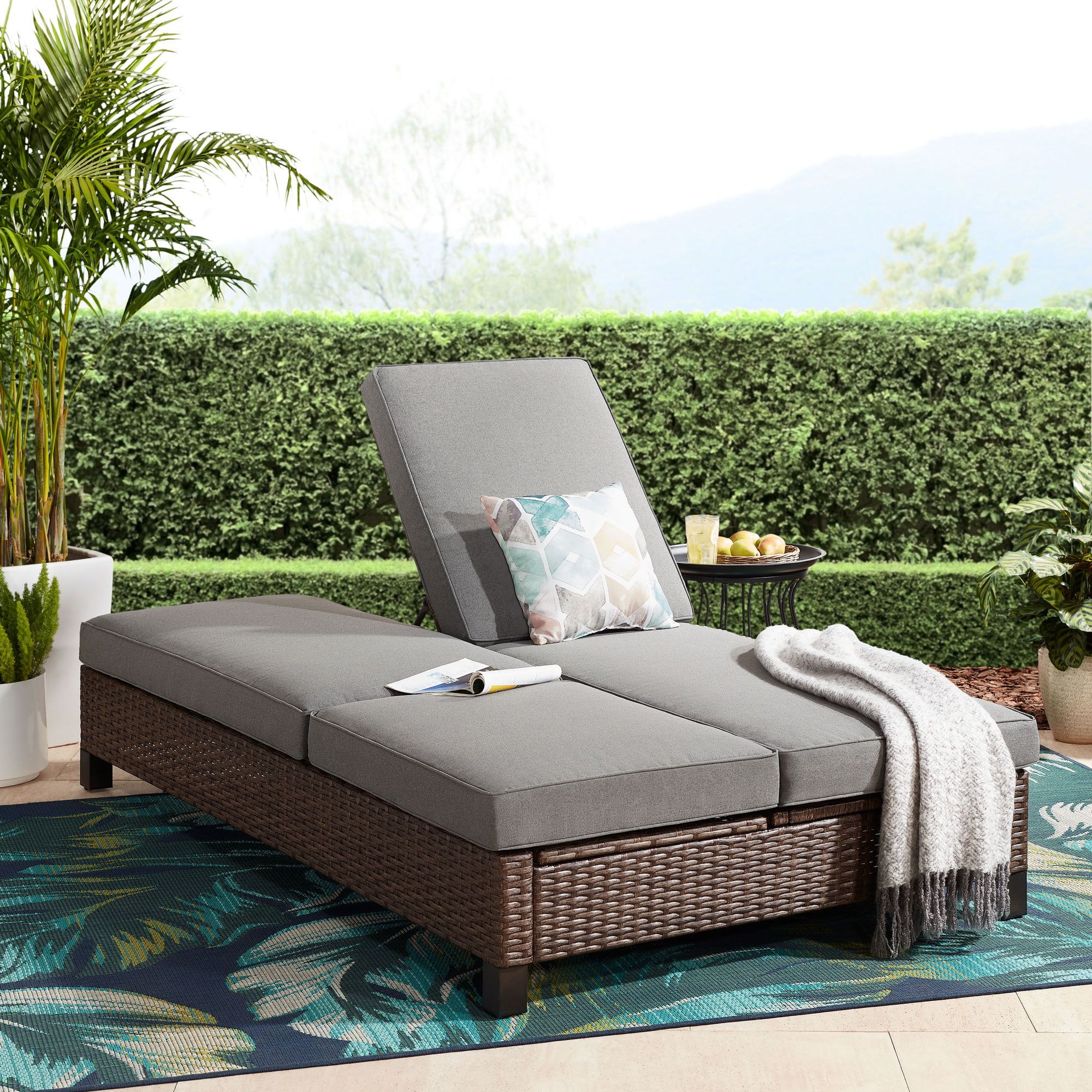 Better Homes & Gardens Brookbury Double Outdoor Chaise Lounge Chair- Gray - Walmart.com | Walmart (US)