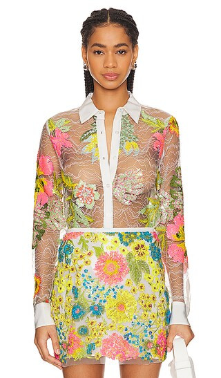 Lace Shirt in Tropical Lace | Revolve Clothing (Global)