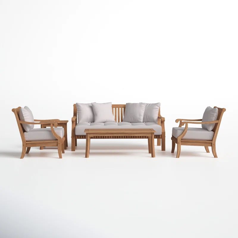 Jo 5 - Person Teak Outdoor Seating Group with Cushions | Wayfair North America