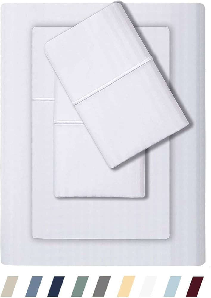 Feather & Stitch King Size Damask Bed Sheets|100% Soft Cotton Breathable BedSheet Set of 4|18" De... | Amazon (US)