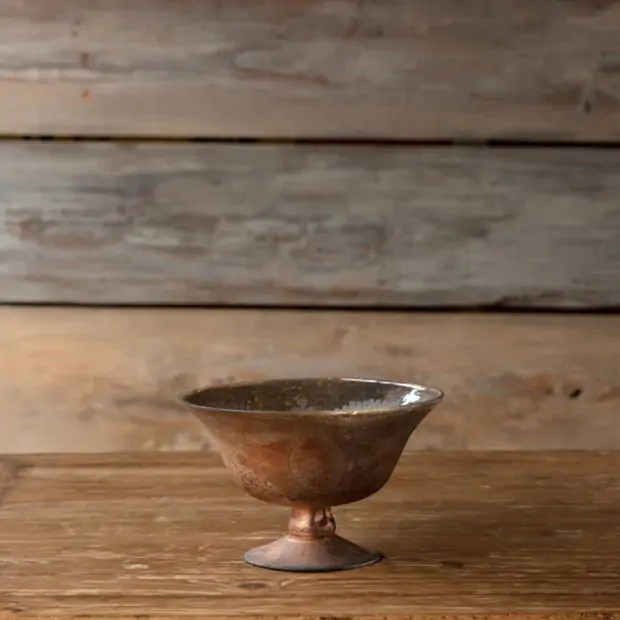 Etched Copper Compote Bowl | Antique Farm House