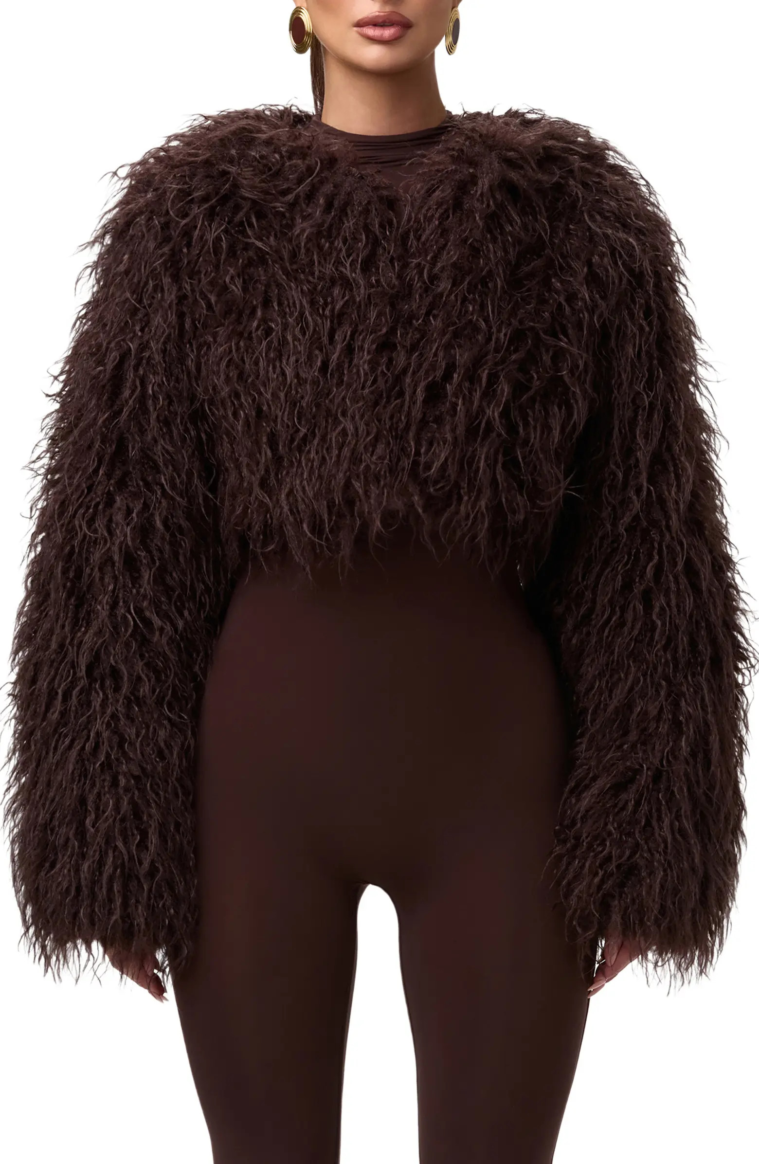 Naked Wardrobe Mongolian Faux Fur Jacket | Nordstrom | Nordstrom