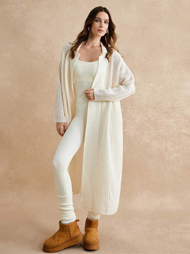 Poéselle Women Solid Color Long Sleeve Casual Cardigan | SHEIN