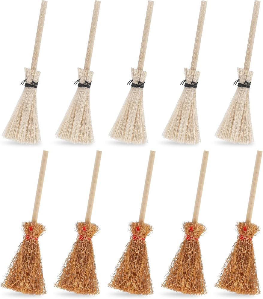 Cobee Dollhouse Miniature Broom, 10Pcs Mini Straw Broom Doll House Furniture Decor Witches Prop B... | Amazon (US)