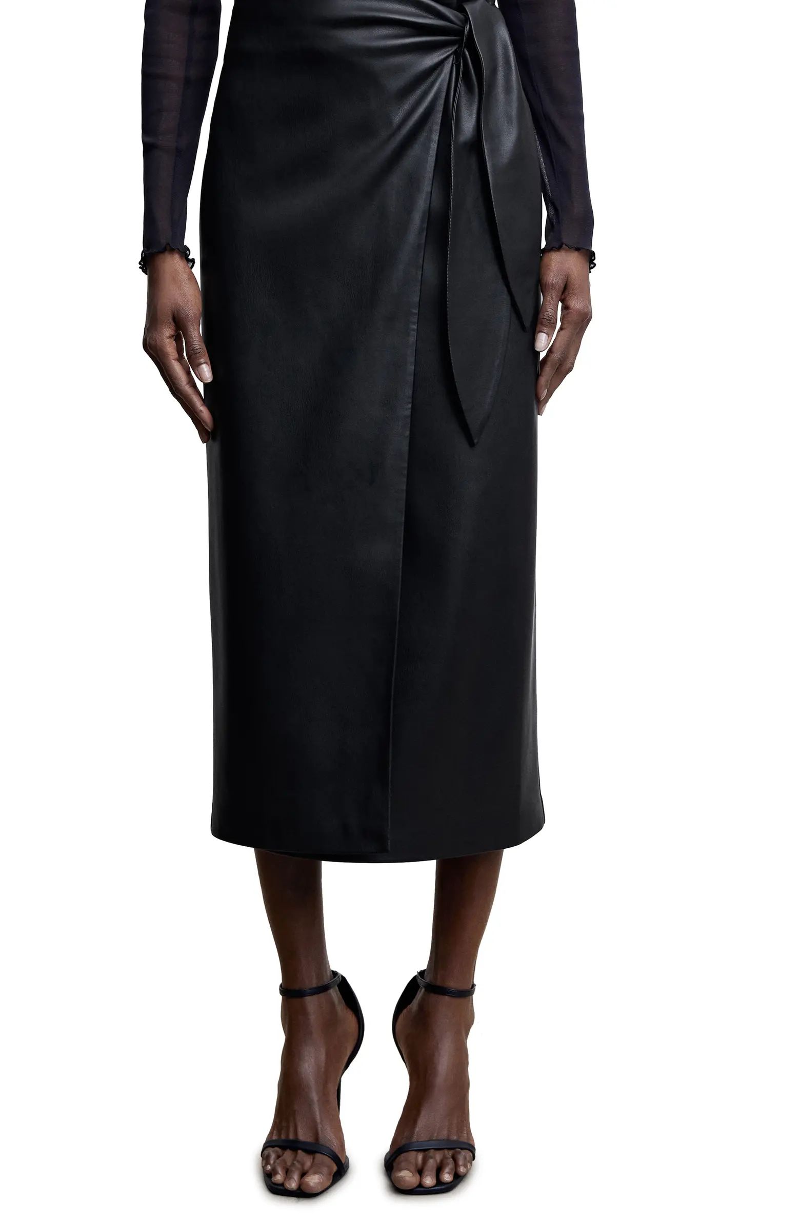 MANGO Faux Leather Midi Skirt | Nordstrom | Nordstrom