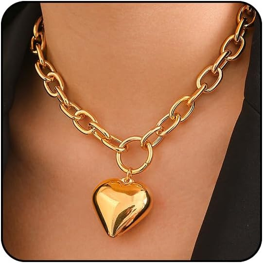 Gold Heart Chunky Necklaces for Women Silver Heart Necklace Big Pearl Choker Necklace Y2k Necklac... | Amazon (US)