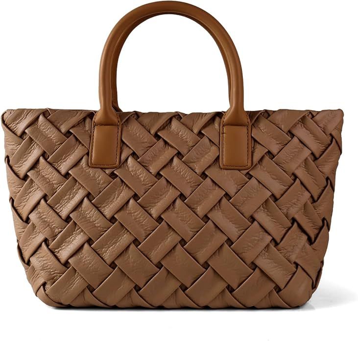 Woven Tote Bag for Women - Fashion Weave Leather Small Purse for Travel, Shopping, and Everyday | Amazon (US)