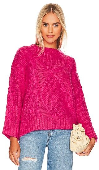 x REVOLVE Carrie Cable Knit Pullover in Pink | Revolve Clothing (Global)