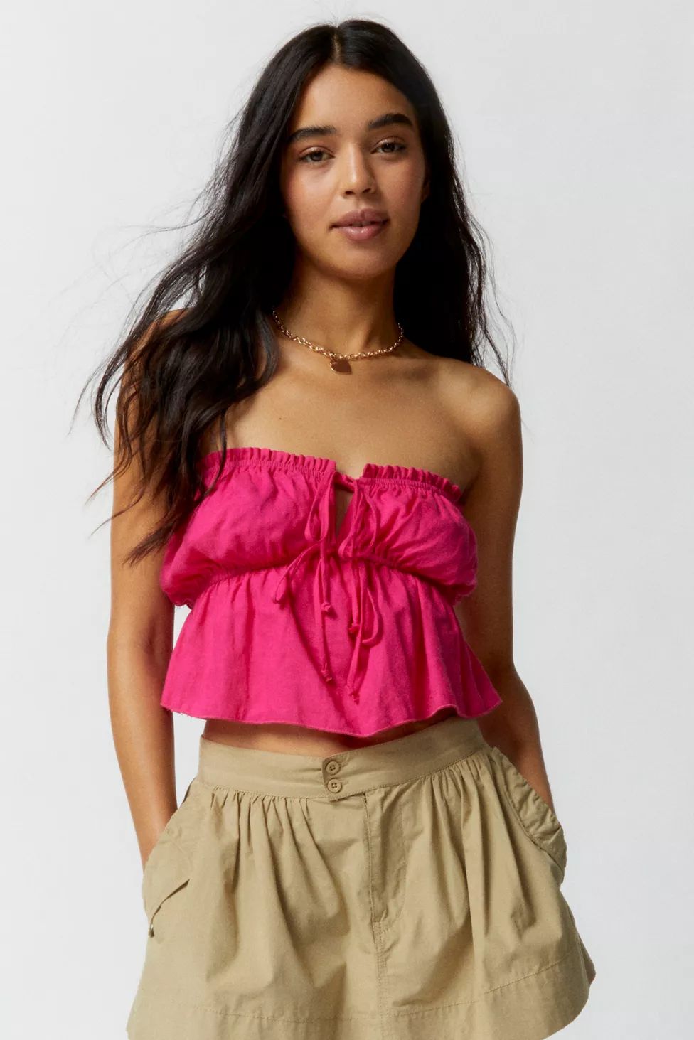 Urban Renewal Made In LA Eco Linen Tie Front Tube Top | Urban Outfitters (US and RoW)