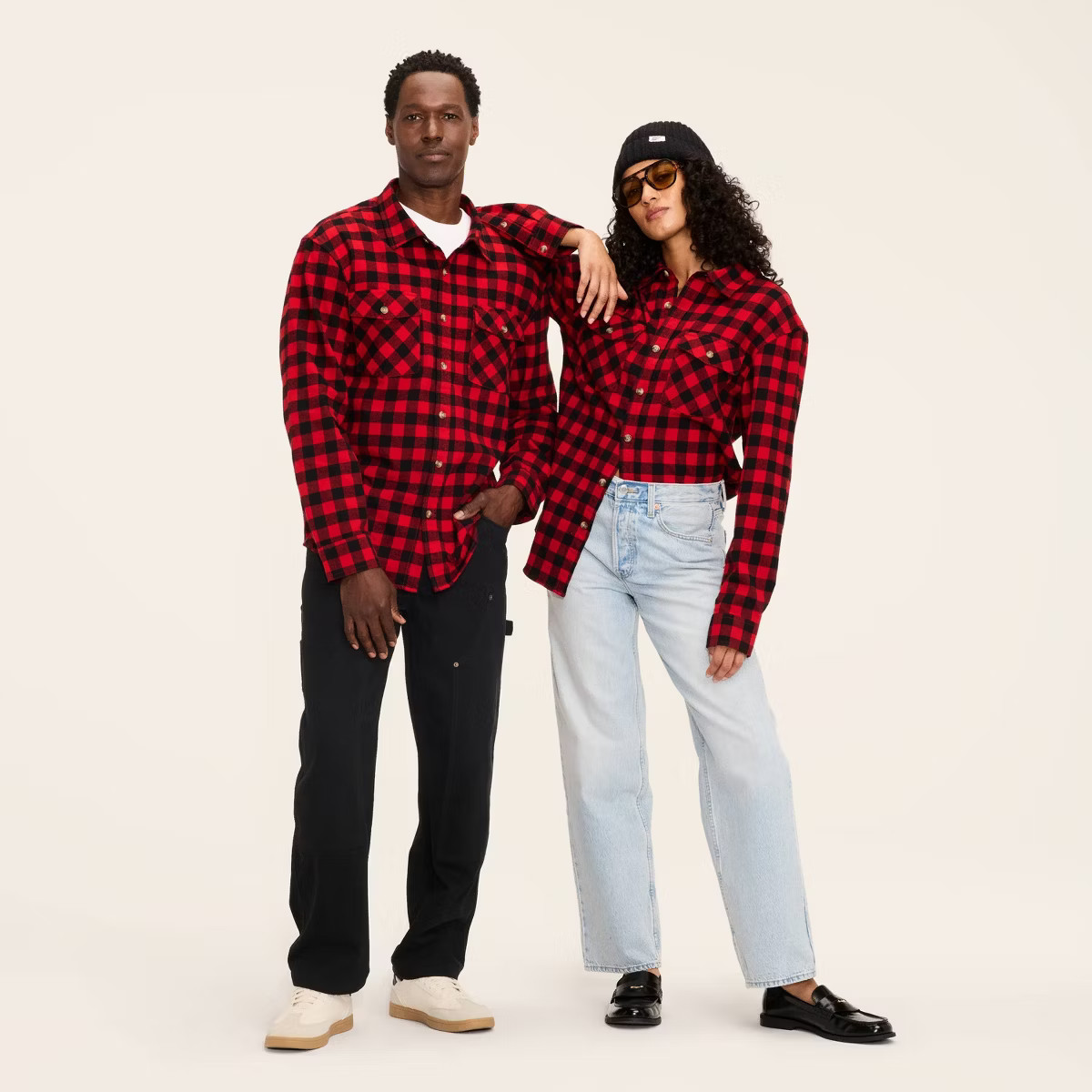 Adult Buffalo Check Long Sleeve Button-Down Flannel Shirt - Woolrich x Target Red/Black | Target