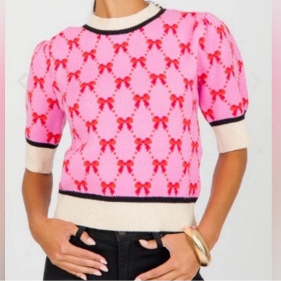 NWT THML Pink and Red Bow Knit Sweater | Poshmark