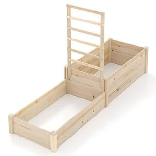 Wood Raised Garden Bed with Trellis 87 Inch Wooden Elevated Planter with 2 Planter Boxes | The Home Depot