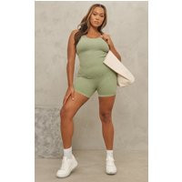 PrettyLittleThingPlus Khaki Acid Wash Seamless Gym Unitard | PrettyLittleThing US