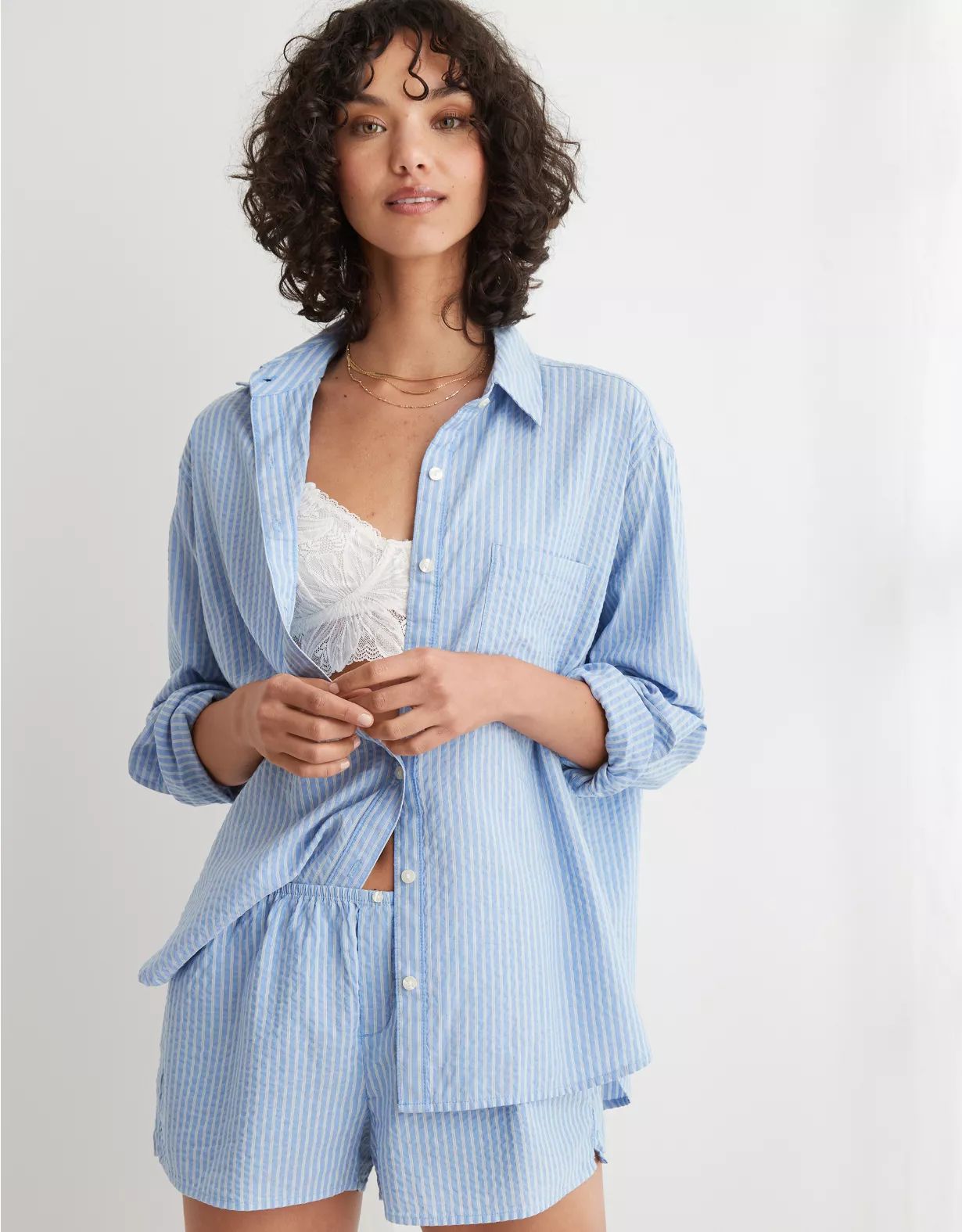 Aerie Seersucker PJ-To-Party Shirt | American Eagle Outfitters (US & CA)