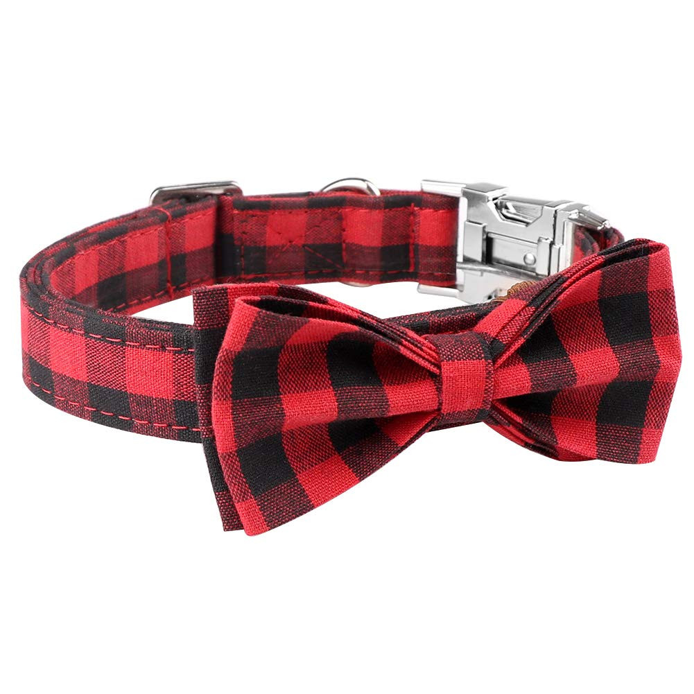 Plaid Dog Cat Collar Bowtie Heavy Metal Buckles Soft Comfy Adjustable Collar 3 Sizes S | Amazon (US)