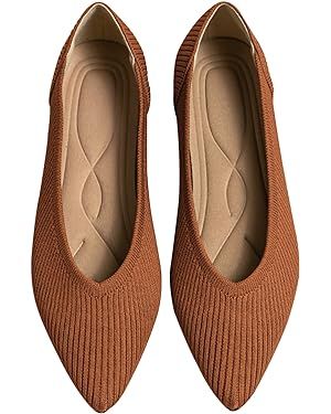 Women's Flats Shoes Pointed Toe Knit Ballet Comfortable Dressy Slip On Flat | Amazon (US)