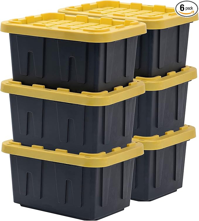 BLACK & YELLOW®, 5-Gallon Heavy Duty Tough Storage Container & Snap-Tight Lid, (8.6" H x 12.3" W... | Amazon (US)