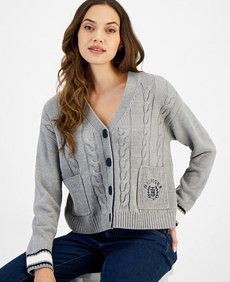 Tommy Hilfiger Women's Cable Knit Front Button Cardigan - Macy's | Macy's