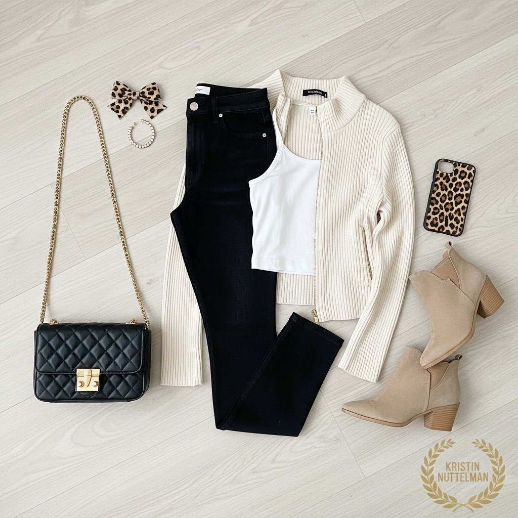 Cream + black = the perfect combo! This ribbed sweater is giving elegance and comfort all at once. Layer it over a white tank, add black pants and beige boots, and you've got an outfit that works for literally any occasion.

The leopard bow and quilted bag? Chef's kiss! This look is timeless, affordable, and SO easy to recreate. Don't snooze on these pieces!

Comment SHOP below to receive a DM with the links!

#LTKFindsUnder50 #LTKStyleTip #ClassicOutfit #RibbedSweater #BeigeBoot #BudgetFashion #ElegantStyle #AffordableStyle #ShopPeopleYouTrust #LTKFashion #NebraskaCreator

#LTKmomlife #LTKootd #LTKdayinmylife