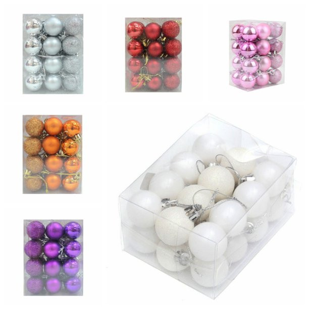 24 pcs Christmas Tree Ornaments Set Mini Shatterproof Holiday Ornaments Balls for Christmas Decor... | Walmart (US)