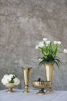 Accent Decor Distressed Gold Metal Compote Bowl | Gold Compote Vase l Lita Metal Vase l Indoor an... | Amazon (US)