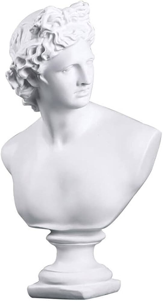 11.8 Inch Classic Greek White David Man Bust Statue, Large Resin Roman Goddess Apollo Sculpture f... | Amazon (US)