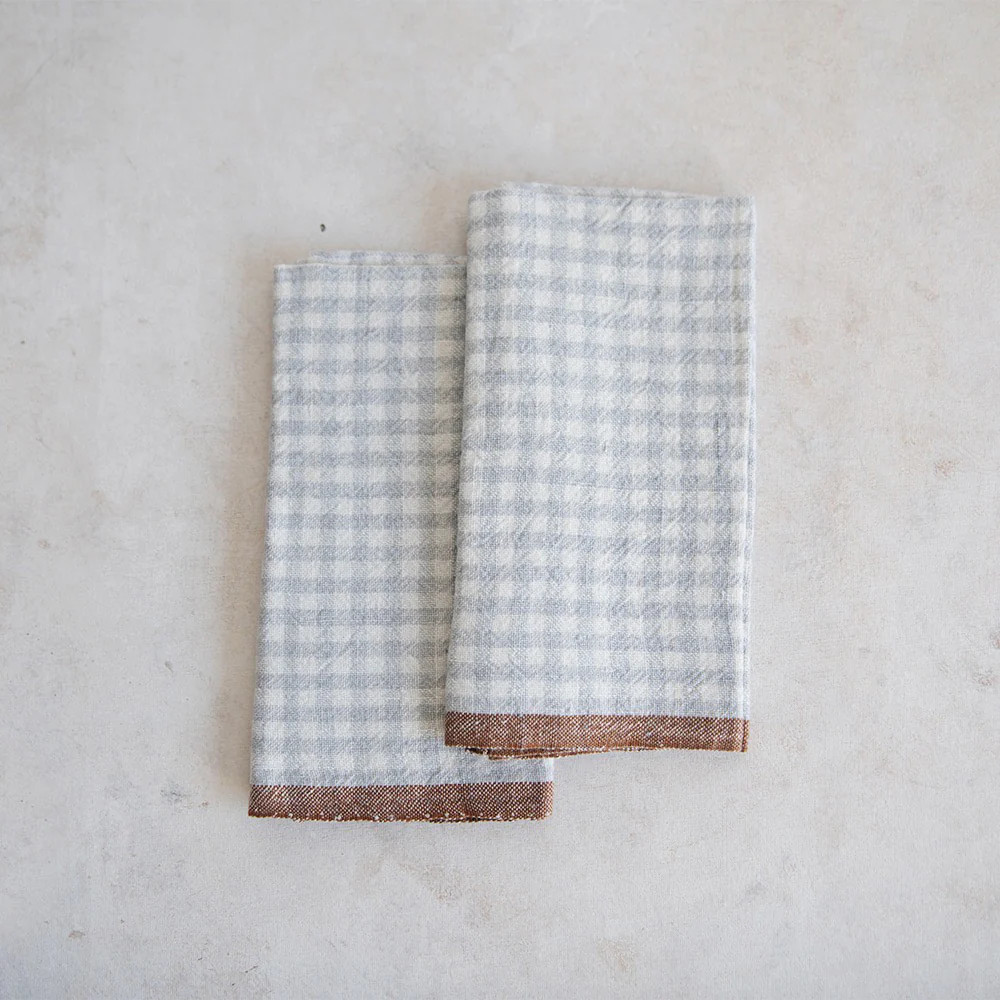 Gingham Linen Napkin Set - Dusty Blue | Roan Iris