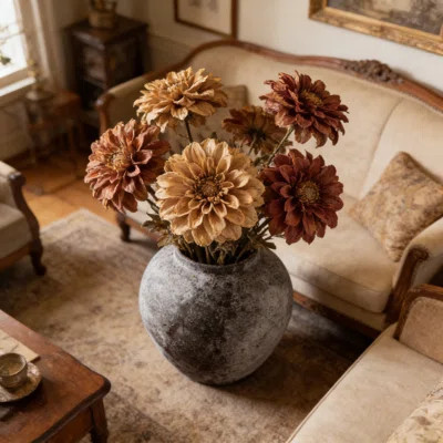 Large Distressed Ceramic Vase For Farmhouse Decor - Rustic Terracotta Pottery Vase With Antique Stoneware Finish, Tall Decorative Centerpiece For Home | Wayfair North America