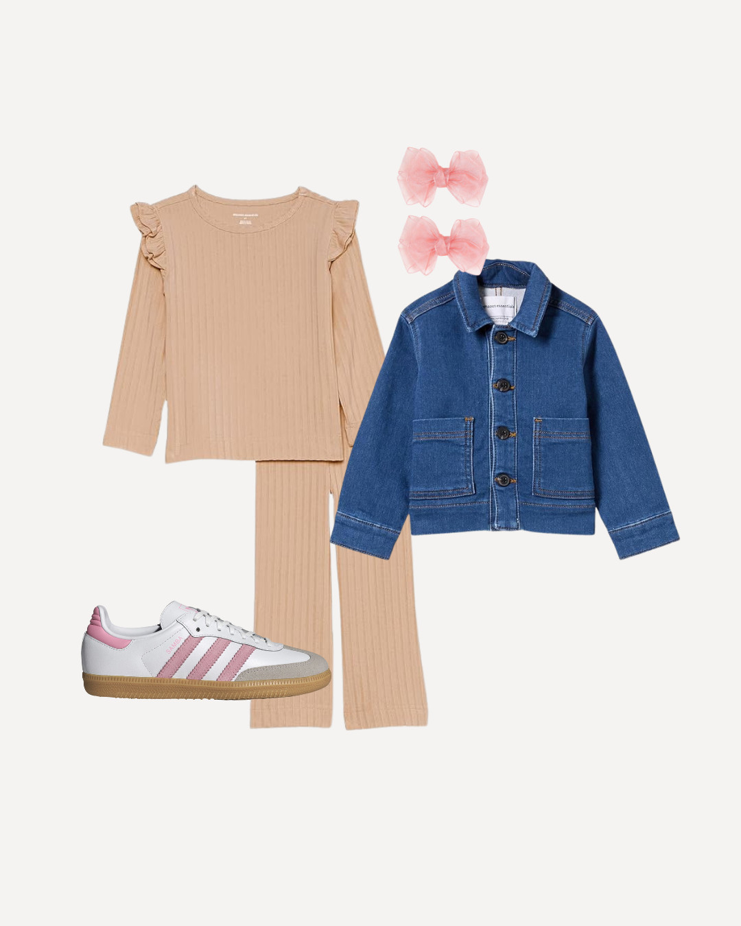 ✨ Cozy + Cute Toddler Outfit Idea ✨
This matching ribbed set + denim jacket combo is the perfect everyday outfit — comfy enough for playtime but stylish enough for photos! Obsessed with the pink Adidas sneakers + bow details. 🩷

👉 Linked everything for easy shopping!
🧸 toddler fall outfit
🎀 girly neutral style
👟 comfy toddler essentials
💗 everyday casual look

#ltkkids #ltkfashion #toddlersstyle #toddleroutfitinspo #neutralstyle #falltoddlerfashion #amazonfindsforkids #kidsstyle #ootdkids #linkinbio 

 #LTKCyberWeek #LTKmomlife #LTKKids