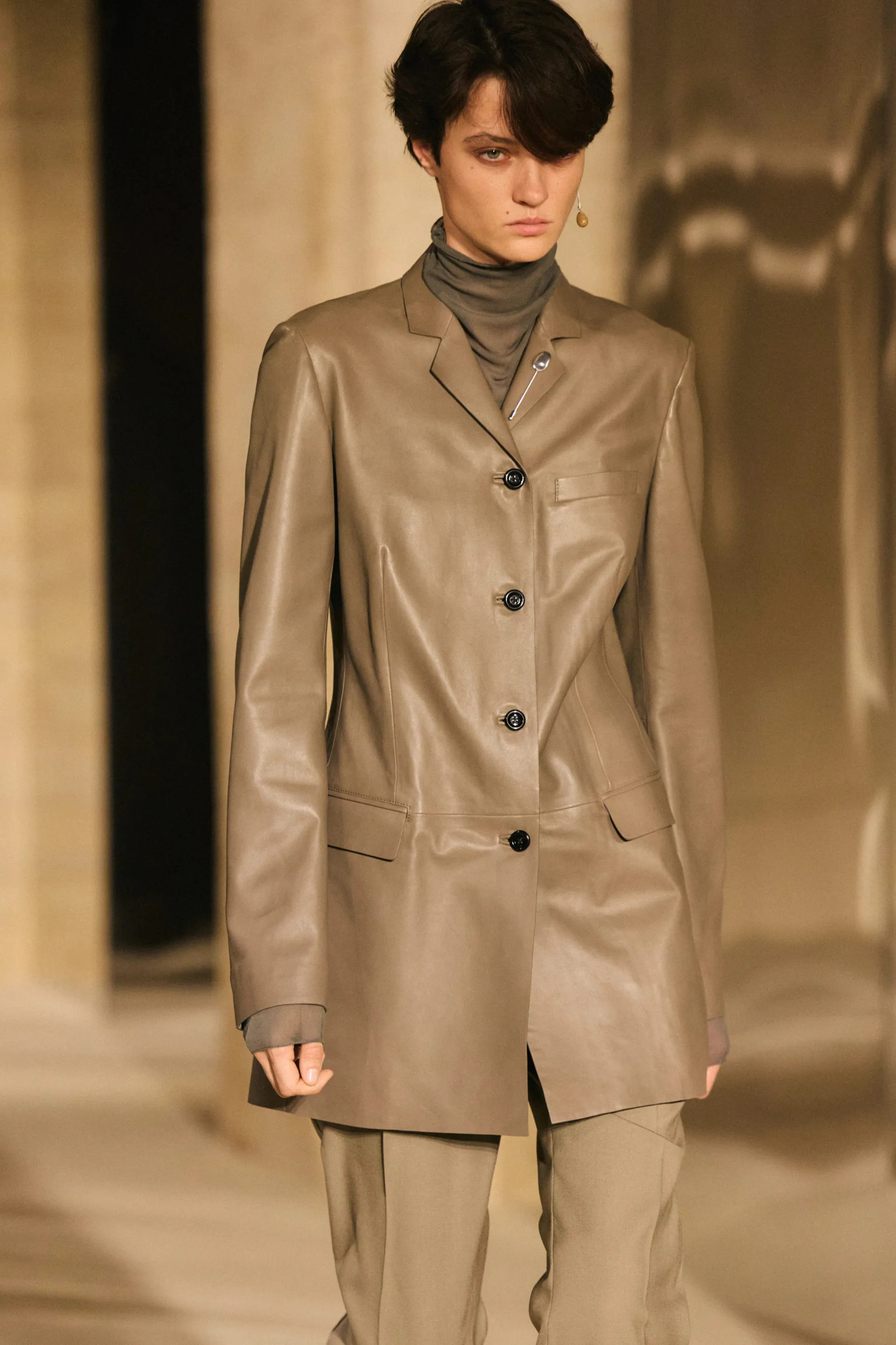 Nappa leather blazer - LIMITED EDITION - MOLE BROWN | Massimo Dutti US